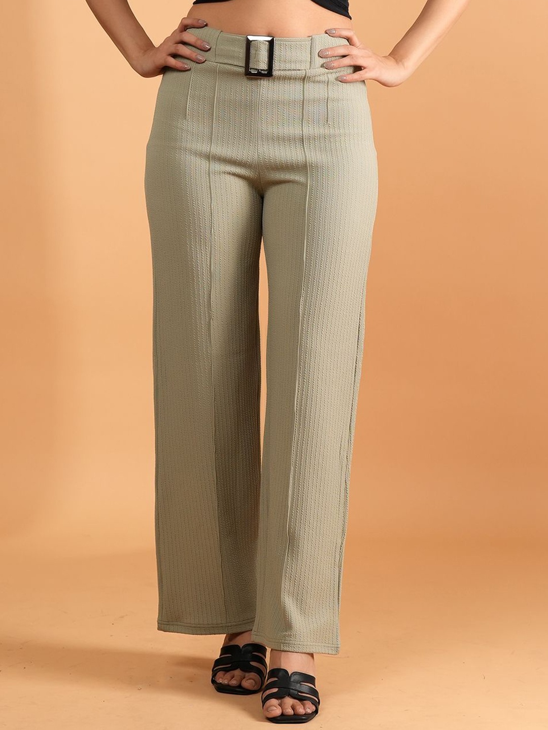 

BAESD Women High-Rise Easy Wash Trousers, Green