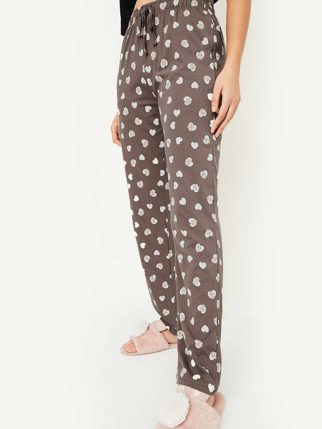 

max Women Printed Pure Cotton Lounge Pants, Grey