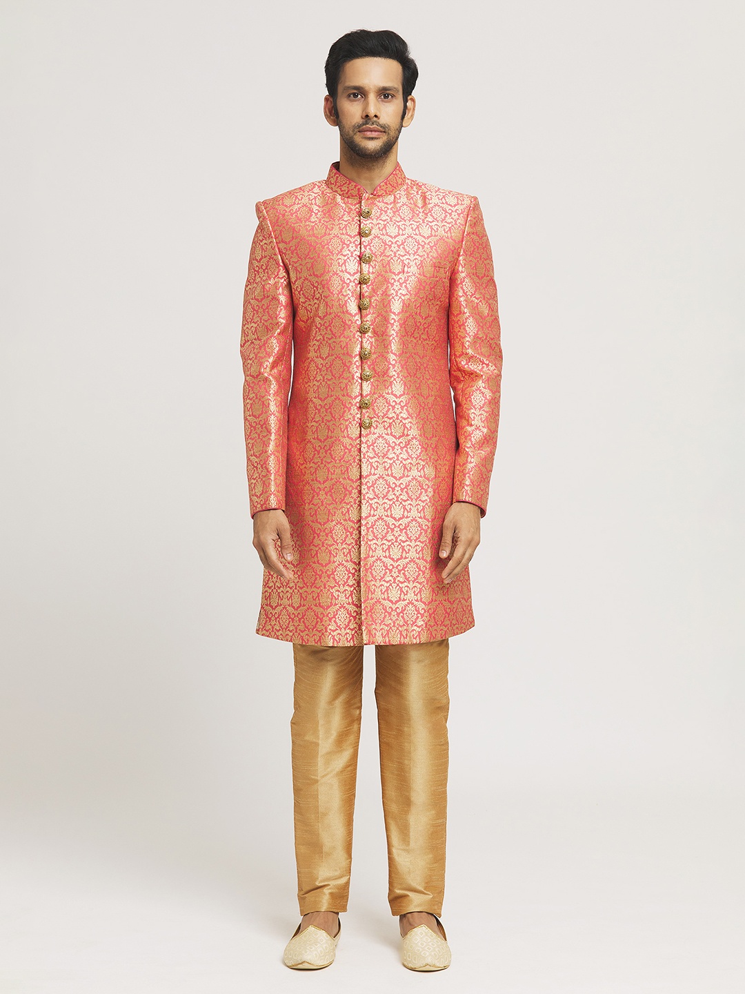 

Aryavir Malhotra Woven Floral Sherwani Set, Pink