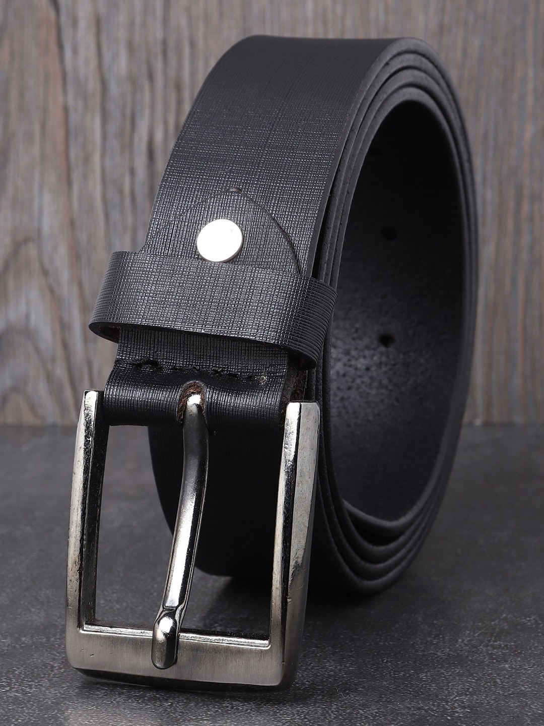 

Metronaut Men Textured Leather Reversible Formal Belt, Black