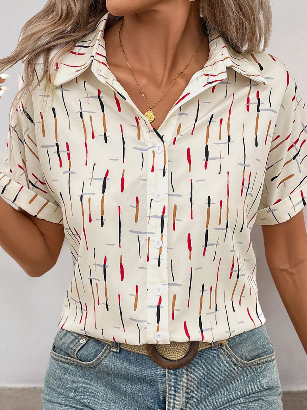 

StyleCast x Revolte Women Opaque Printed Casual Shirt, White