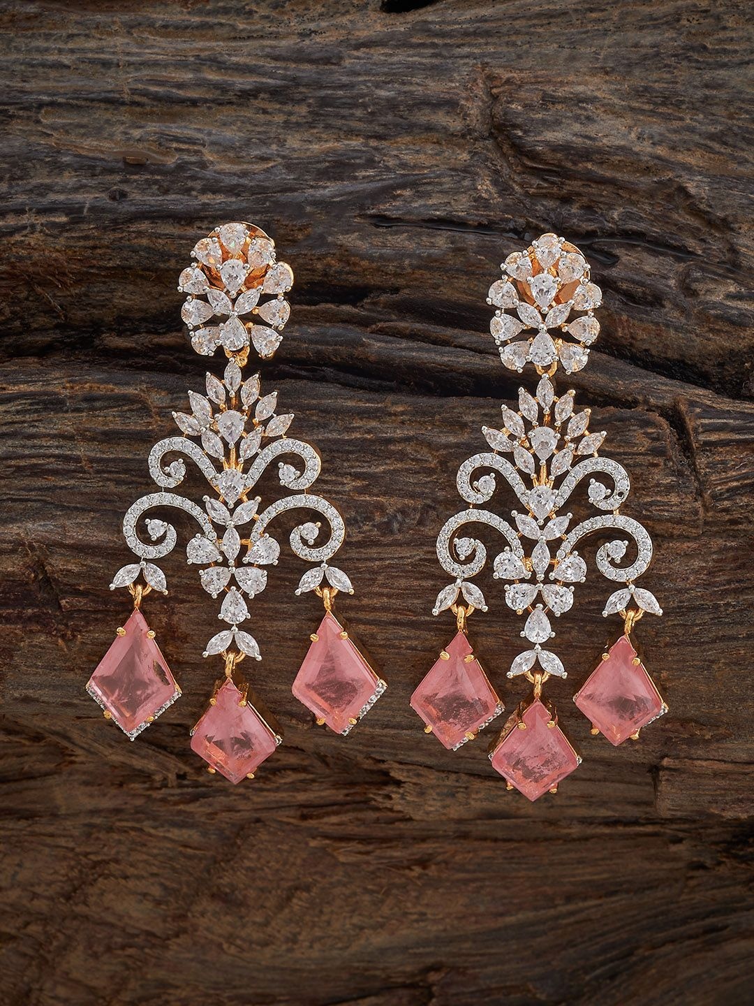 

Kushal's Fashion Jewellery Pink Classic Cubic Zircon Drop Earrings