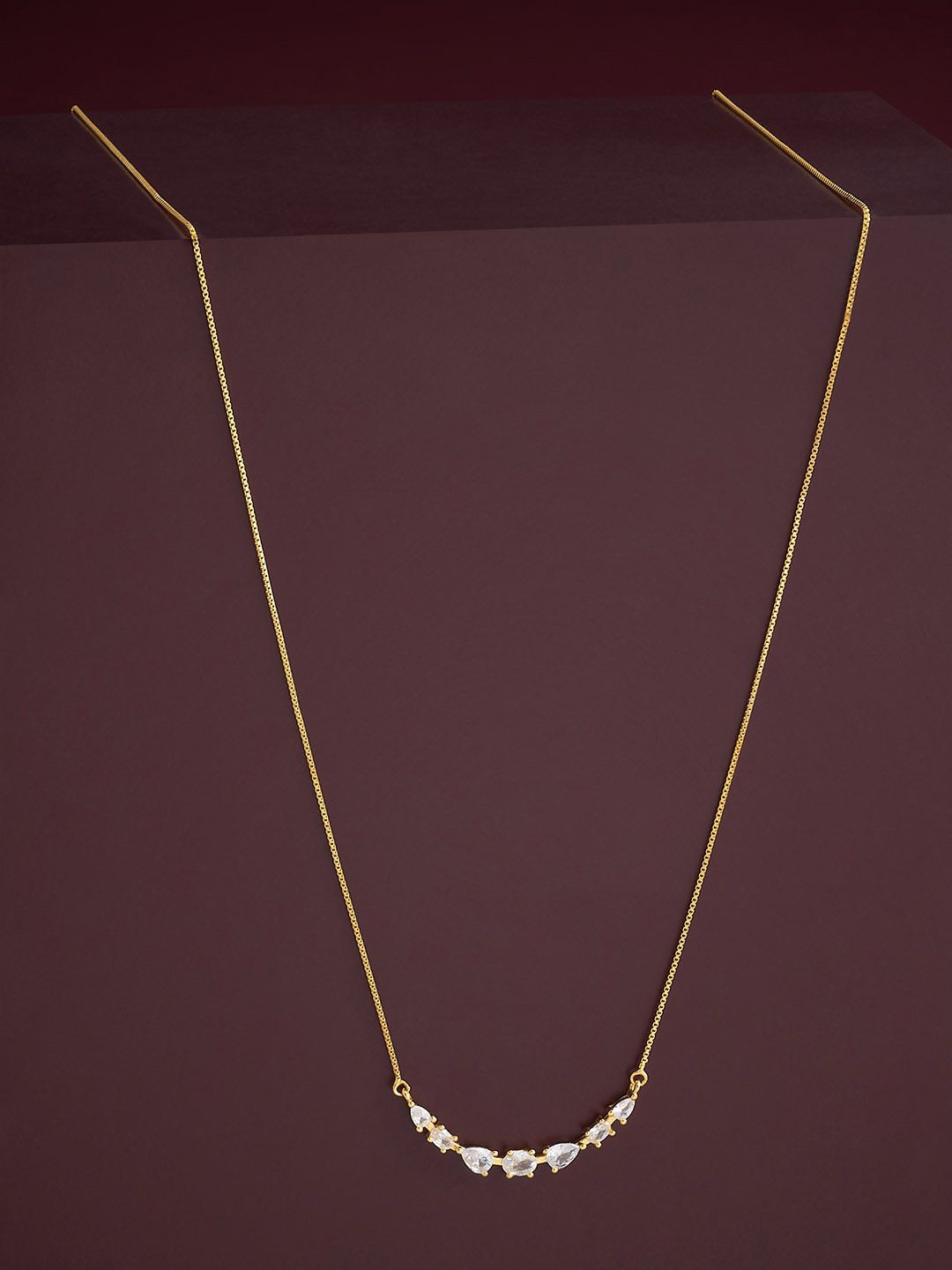 

Kushal's Fashion Jewellery 92.5 Silver Gold Plated Cubic Zircon Studded Pendant Chain