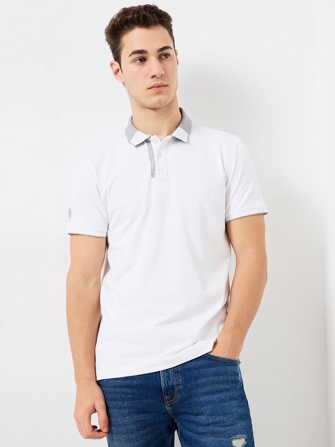 

SPYKAR Men Solid Polo Collar Cotton Slim Fit T-shirt, White