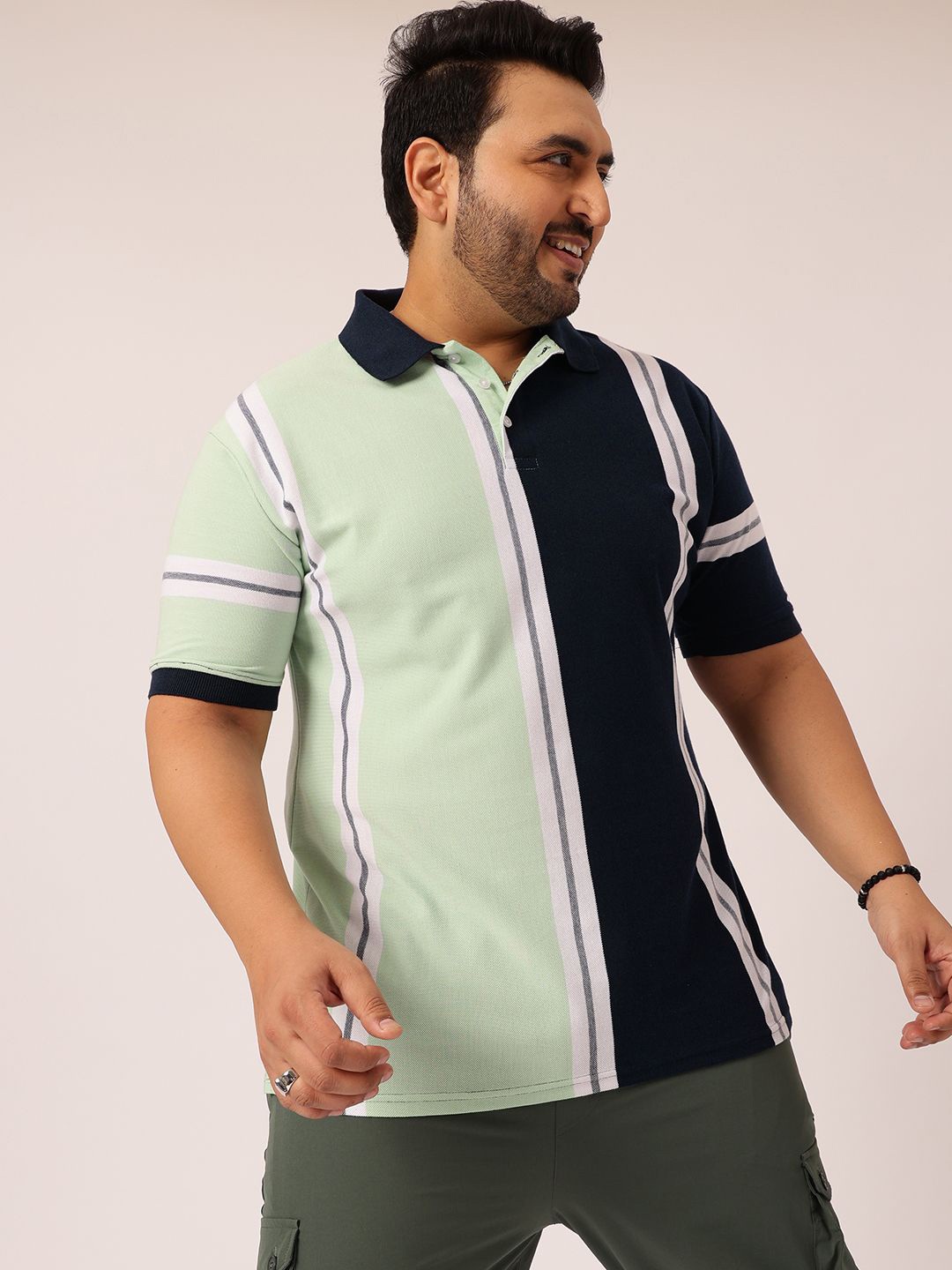 

Toodle Plus Plus Size Polo Collar Pure Cotton T-Shirt, Navy blue