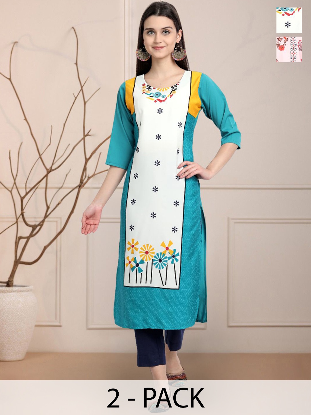 

Moda Rapido Women Ethnic Motifs Printed Floral Crepe Kurta, Multi