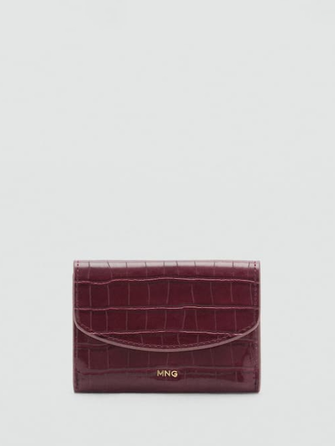 

MANGO Women Croc Effect Flap Envelope Wallet, Burgundy