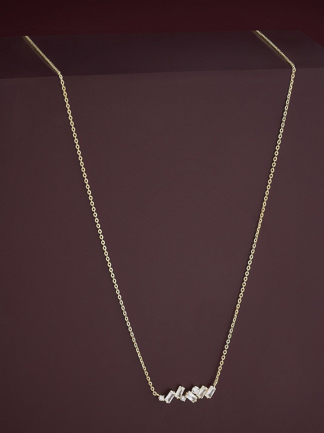 

Kushal's Fashion Jewellery 92.5 Silver Gold Plated Cubic Zircon Studded Pendant Chain
