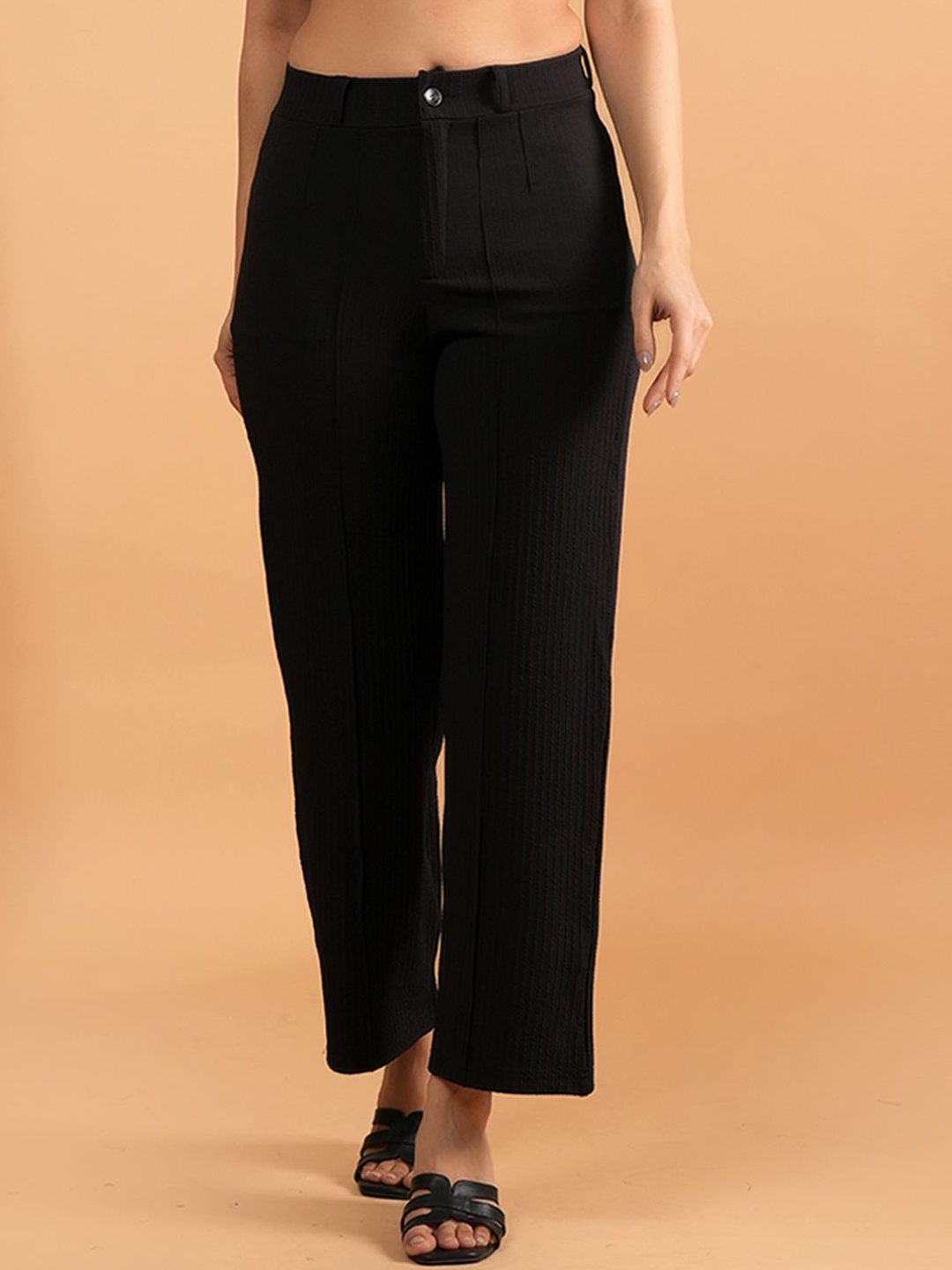 

BAESD Women High-Rise Easy Wash Trousers, Black