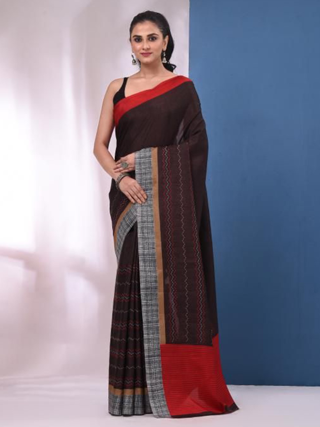 

VIBHAVARI Chanderi Saree, Brown