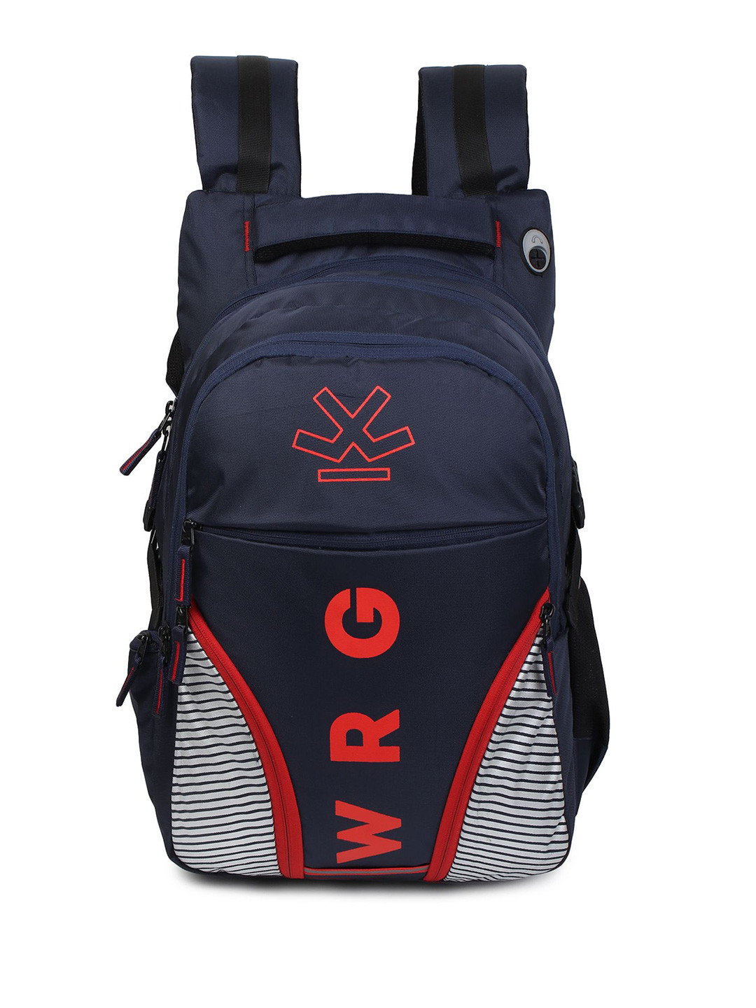 

WROGN Unisex Brand Logo Backpack with Compression Straps, Navy blue