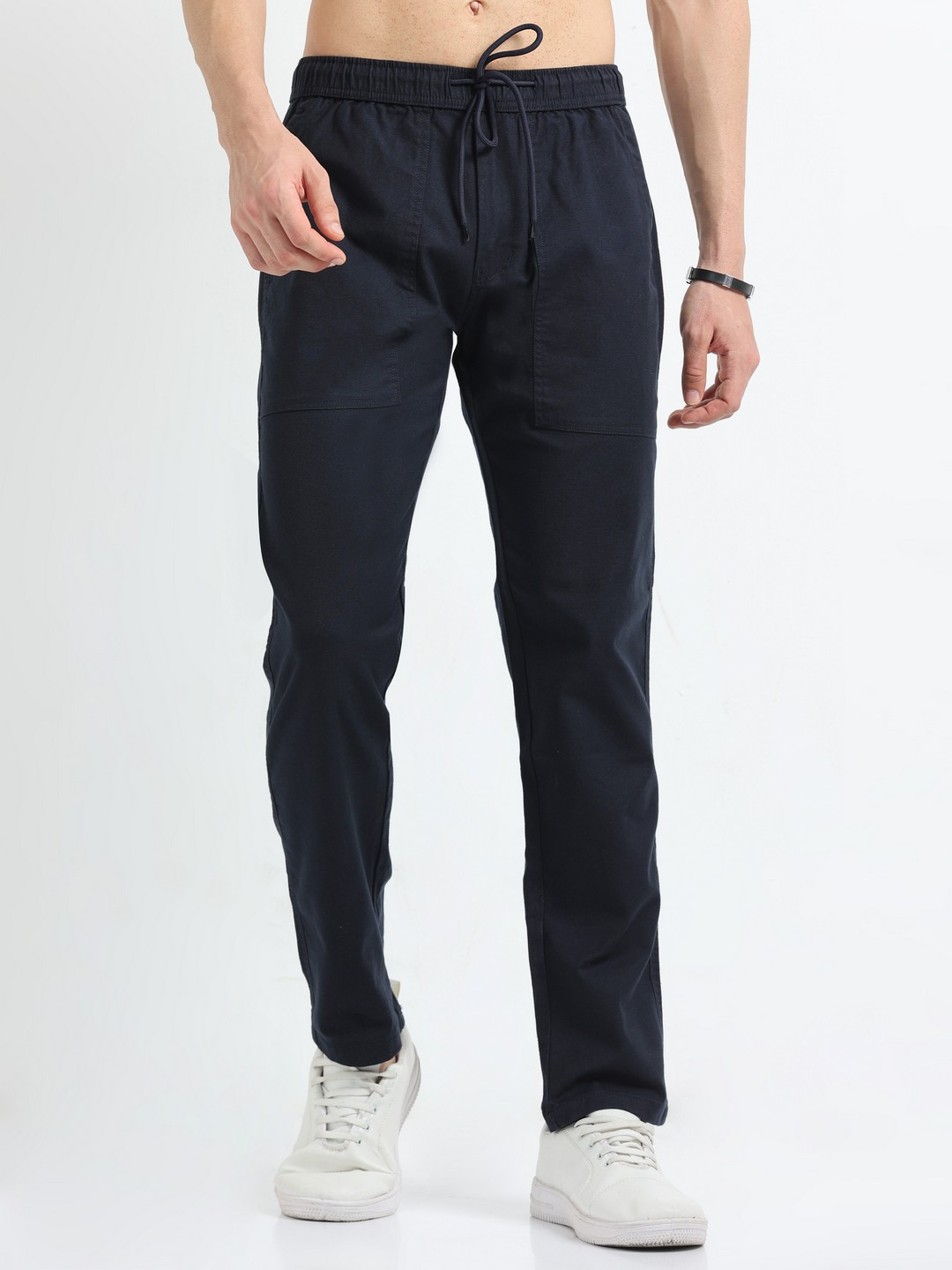 

NEVER NEUD Men Relaxed Corn Airport Joggers Trousers, Navy blue