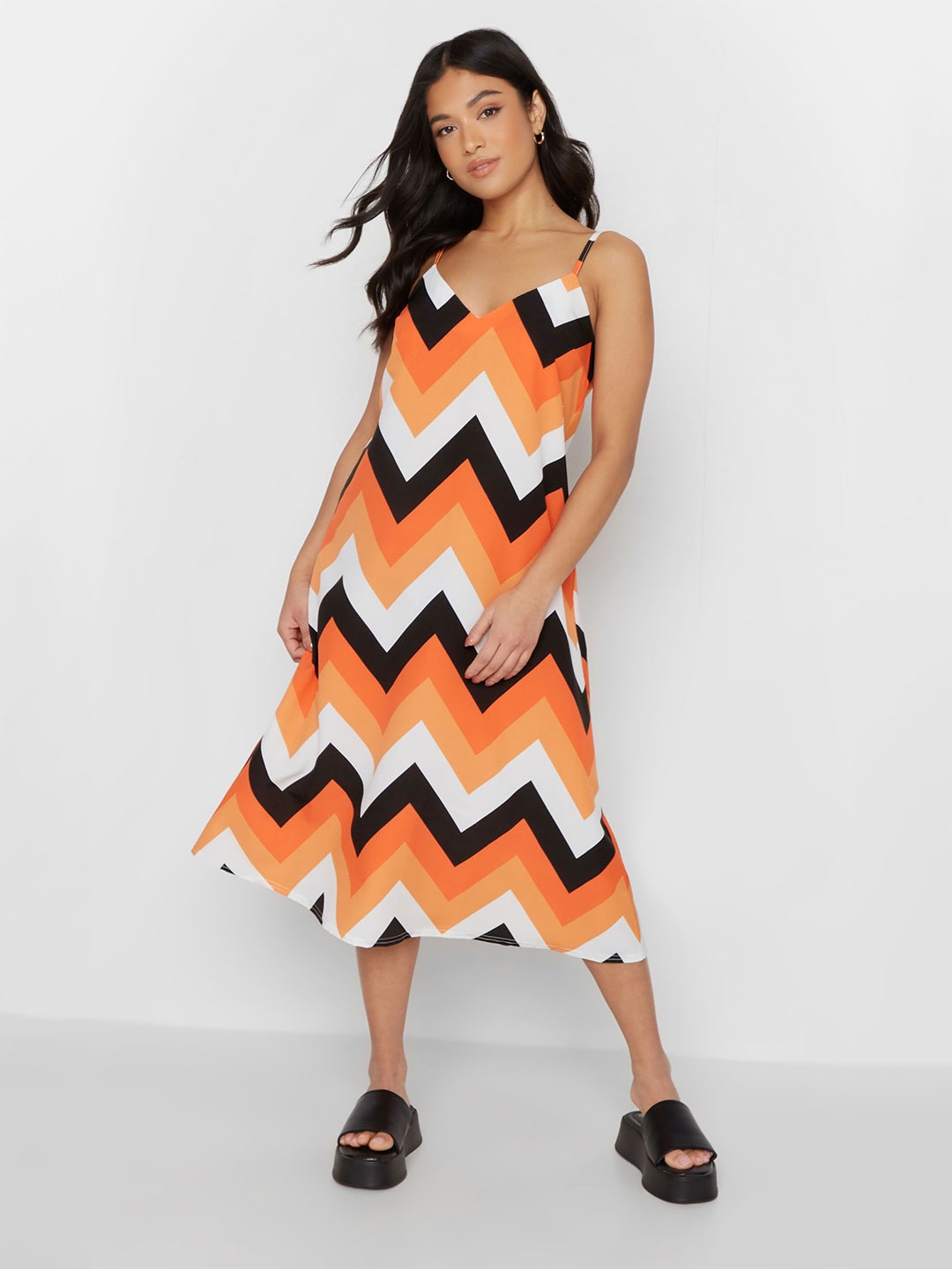 

Attire Empire Print A-Line Midi Dress, Orange