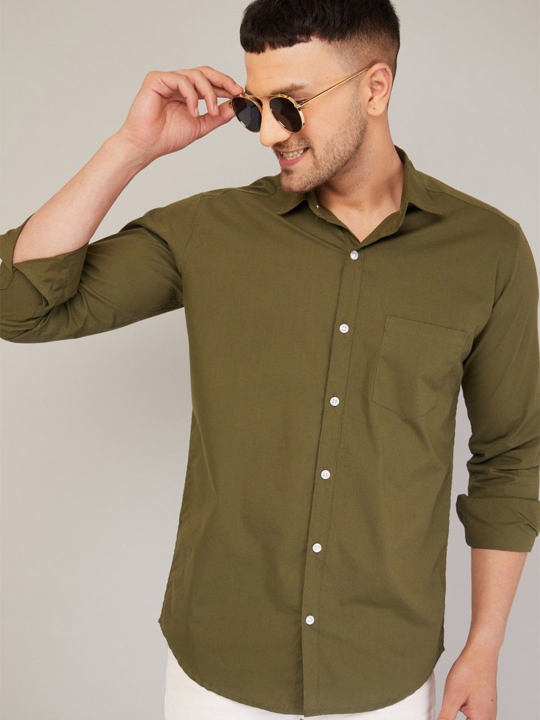 

Le Mec Men Opaque Casual Shirt, Green