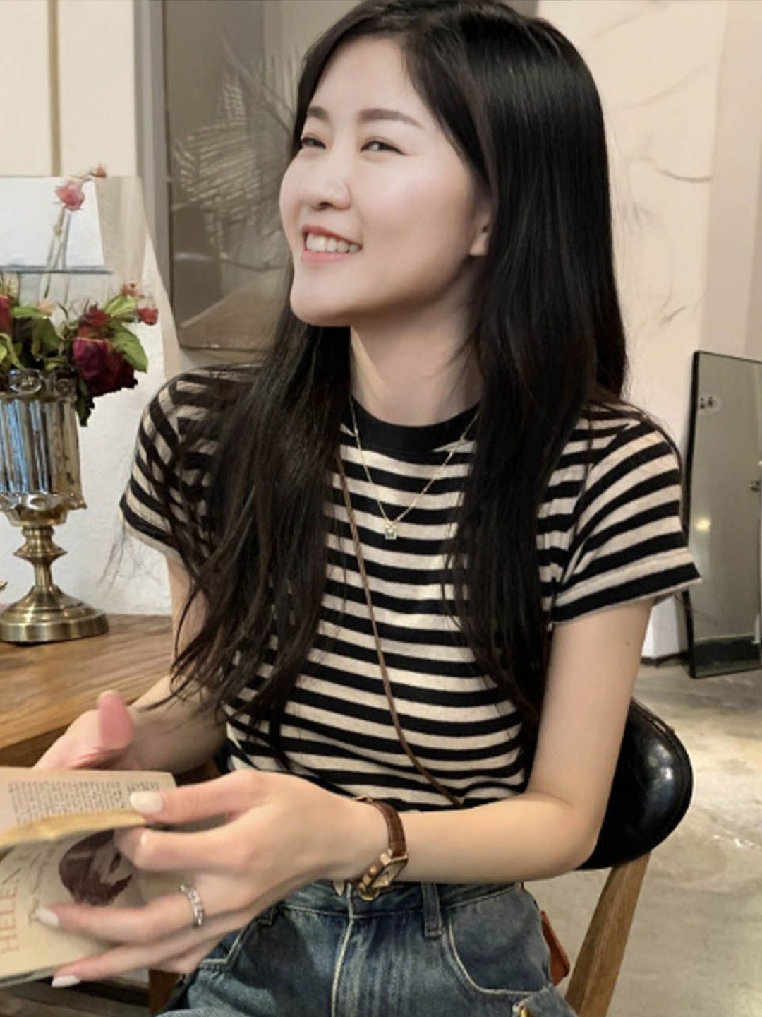 

StyleCast Striped Top, Black