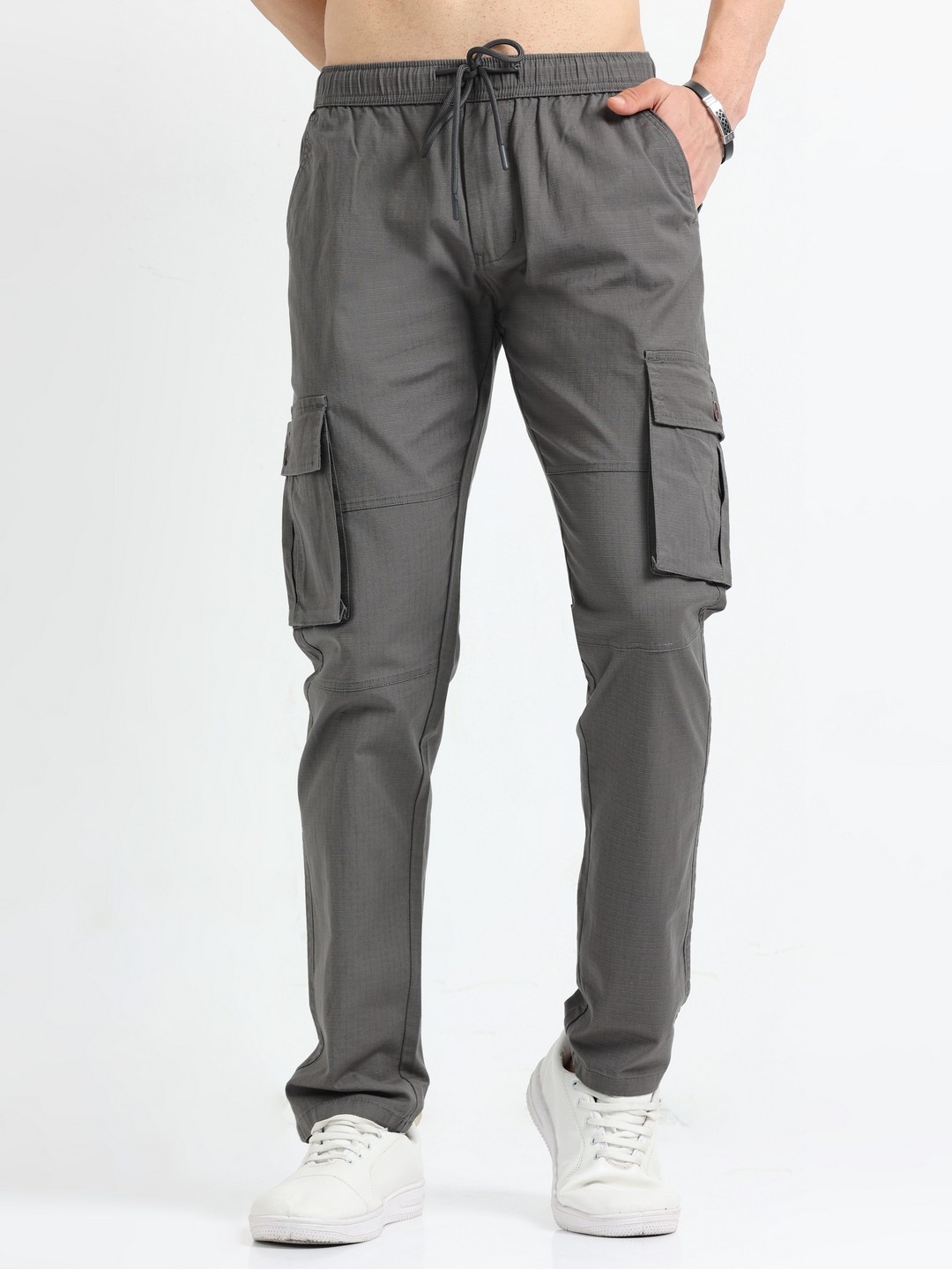 

NEVER NEUD Men Relaxed Breeze Cargos Trousers, Grey