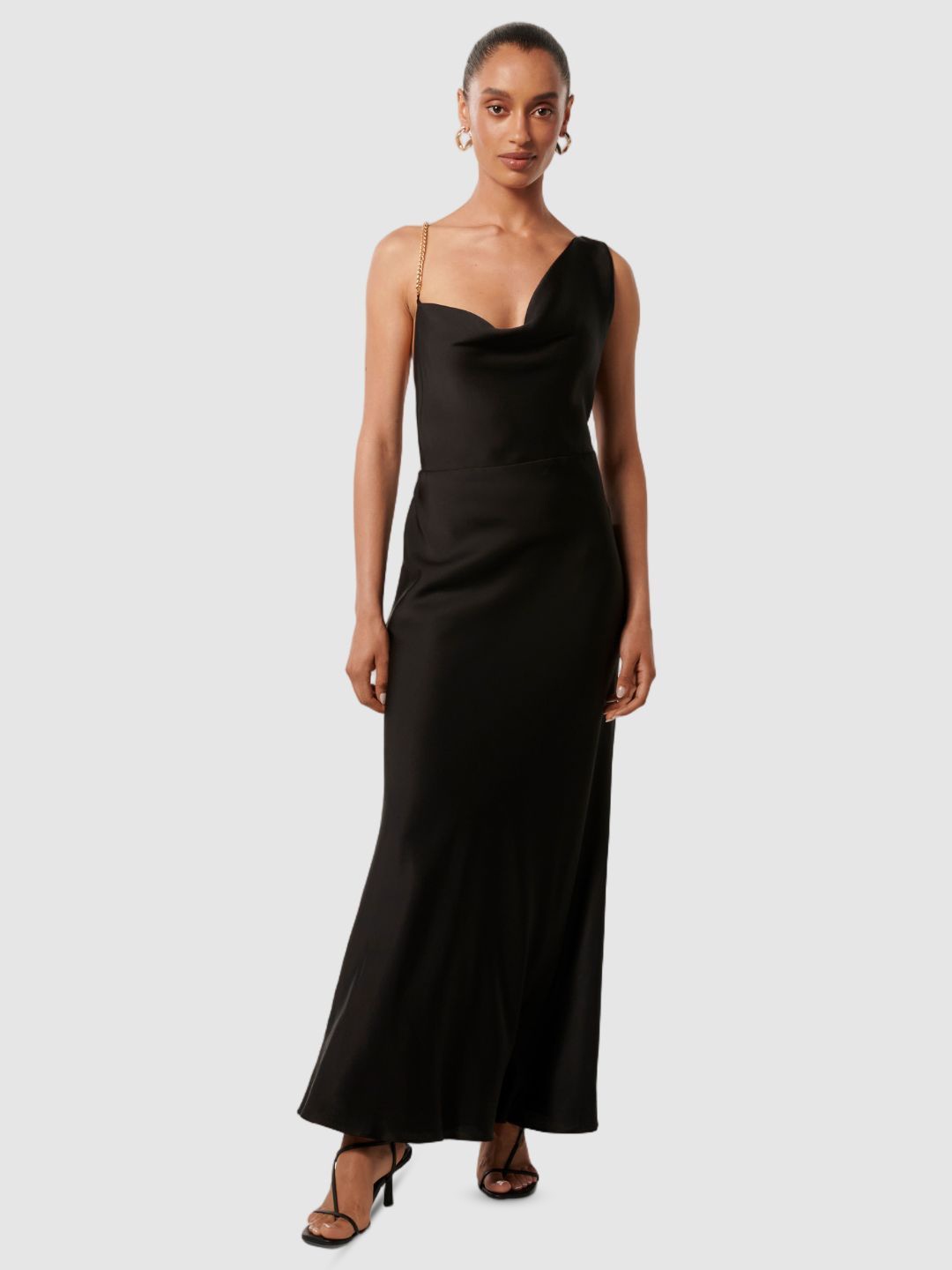 

Forever New Cowl Neck Satin Fit & Flare Maxi Dress, Black