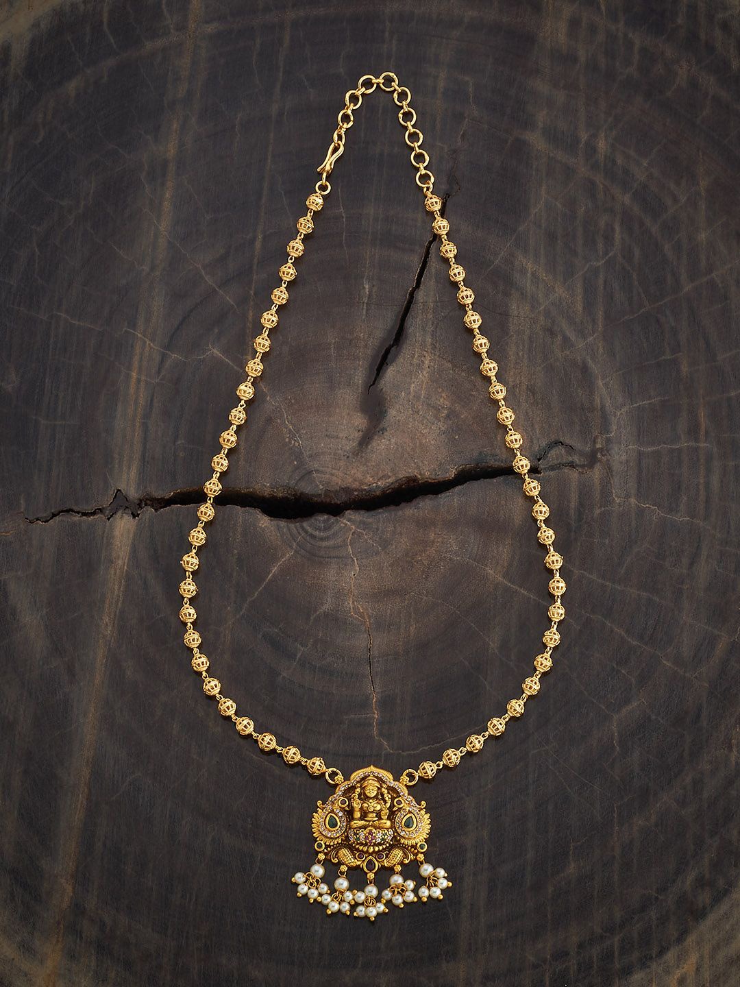 

Kushal's Fashion Jewellery Gold-Plated Stone Studded & Beaded Antique Necklace