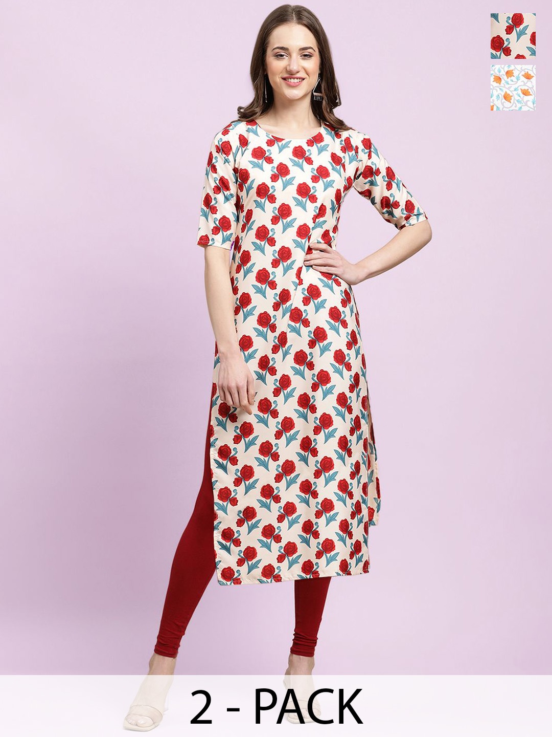 

Moda Rapido Women Ethnic Motifs Printed Floral Crepe Kurta, Multi