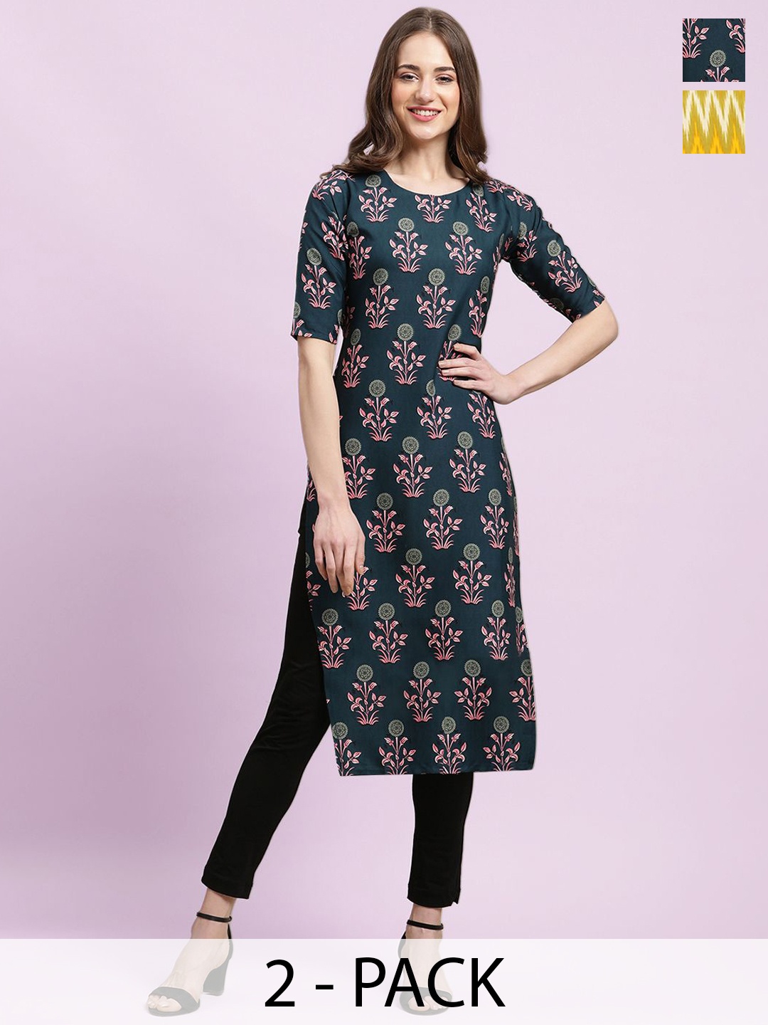 

Moda Rapido Women Ethnic Motifs Printed Floral Crepe Kurta, Multi