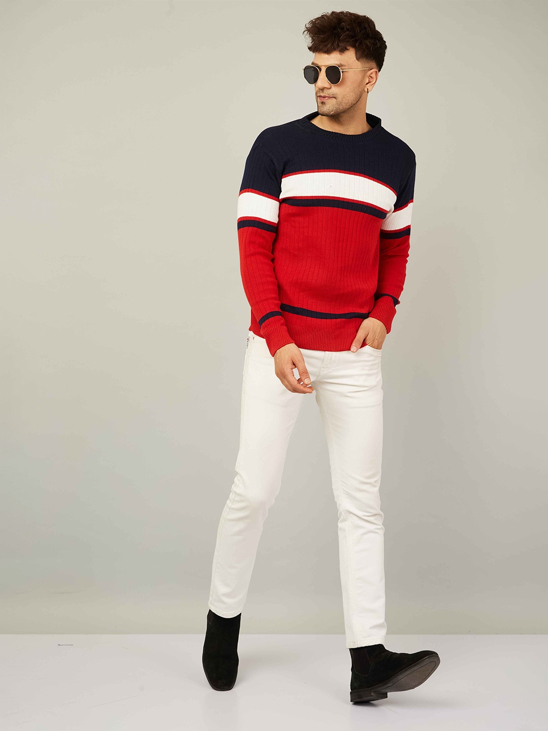 

Kveto style redefined Men Colourblocked Pullover, Red