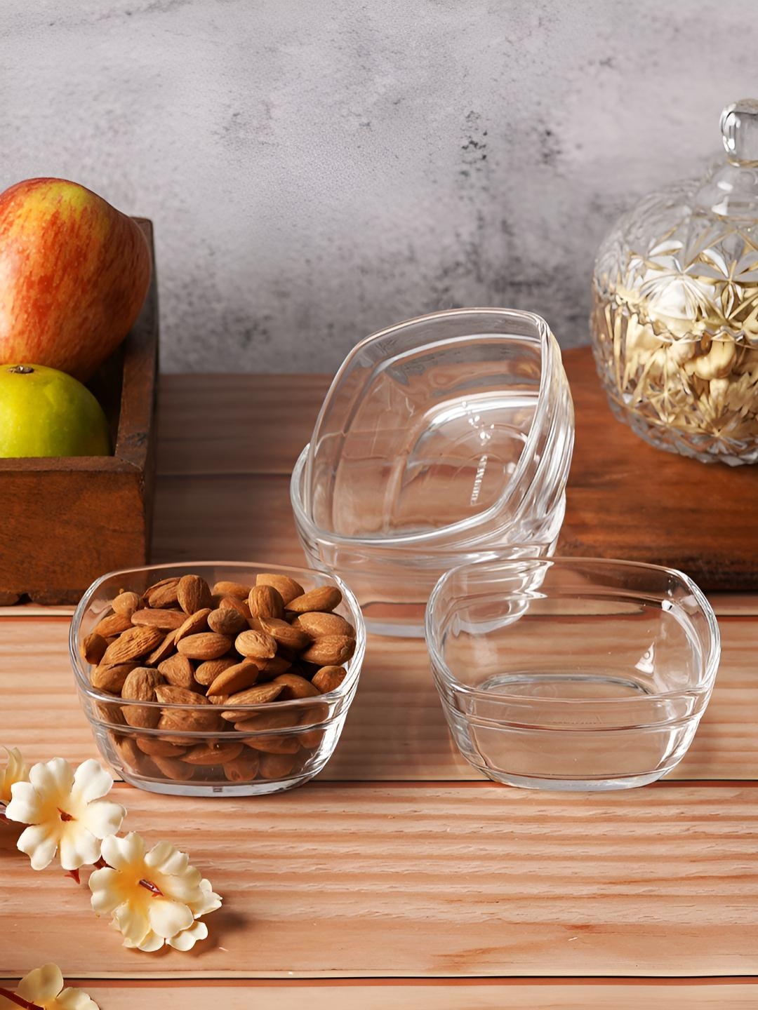 

Aura Transparent 6 Pieces Glass Square Shaped Serving Bowls-170 ml Each