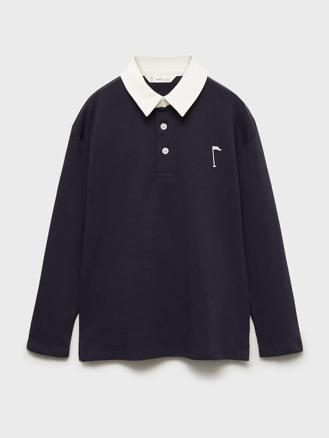 

Mango Kids Boys Printed Spread Collar Pure Cotton T-shirt, Navy blue