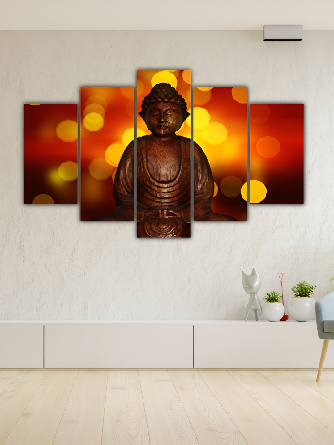 

Inephos Orange & Brown 5 Pieces Vinyl Religious Buddha Wall Art
