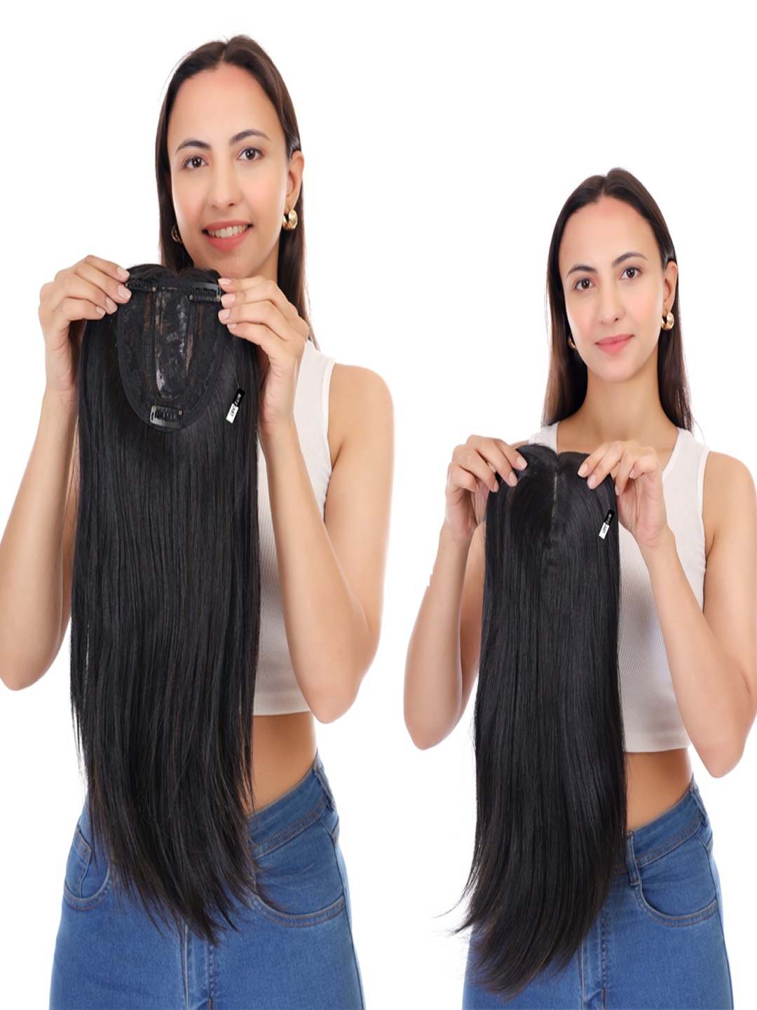 

RITZKART Clip In Straight Scalp Topper Hair Extension - Dark Brown - 20 Inch