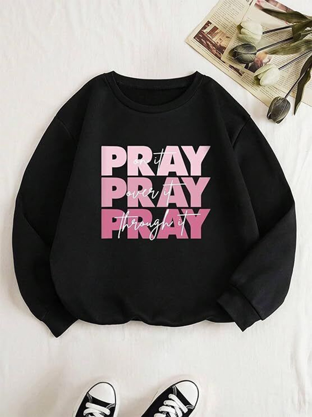 

KASHIAN Women Printed Sweatshirt, Black