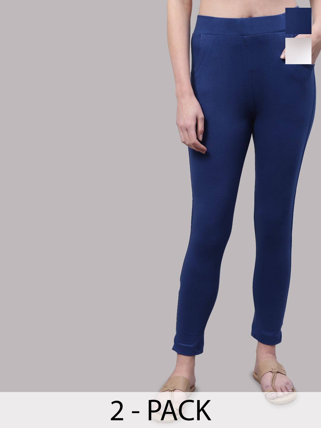 

Valles365 by S.C. Women Pack Of 2 Cotton Ankle-Length Leggings, White