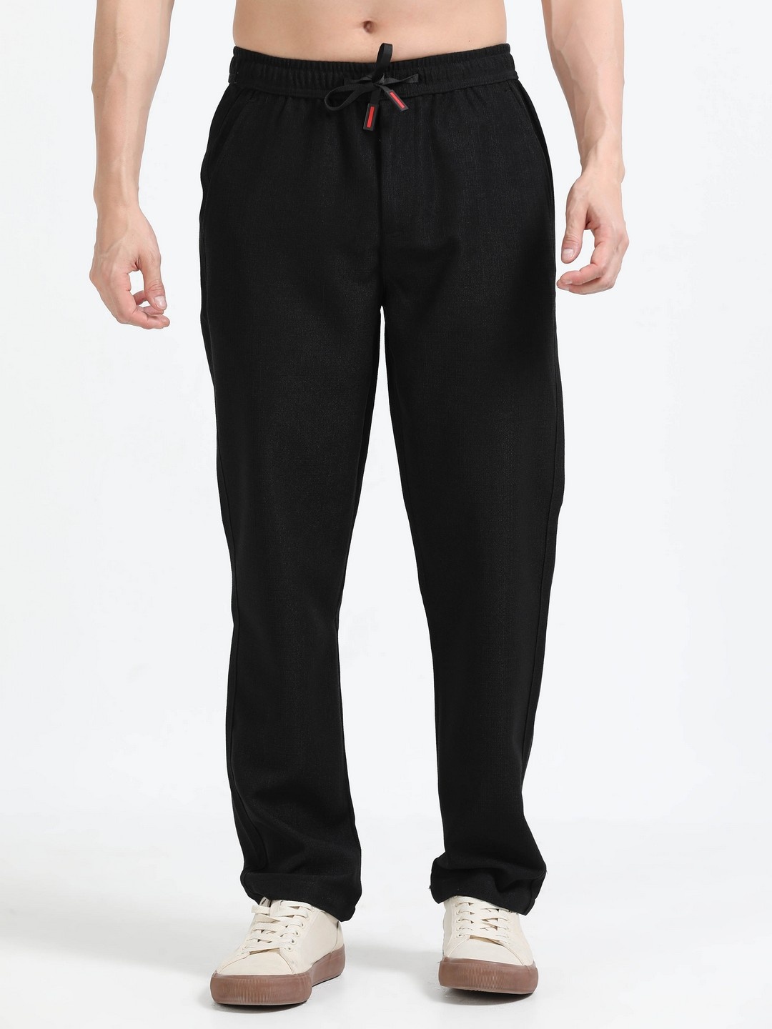 

NEVER NEUD Men Relaxed Trousers, Black