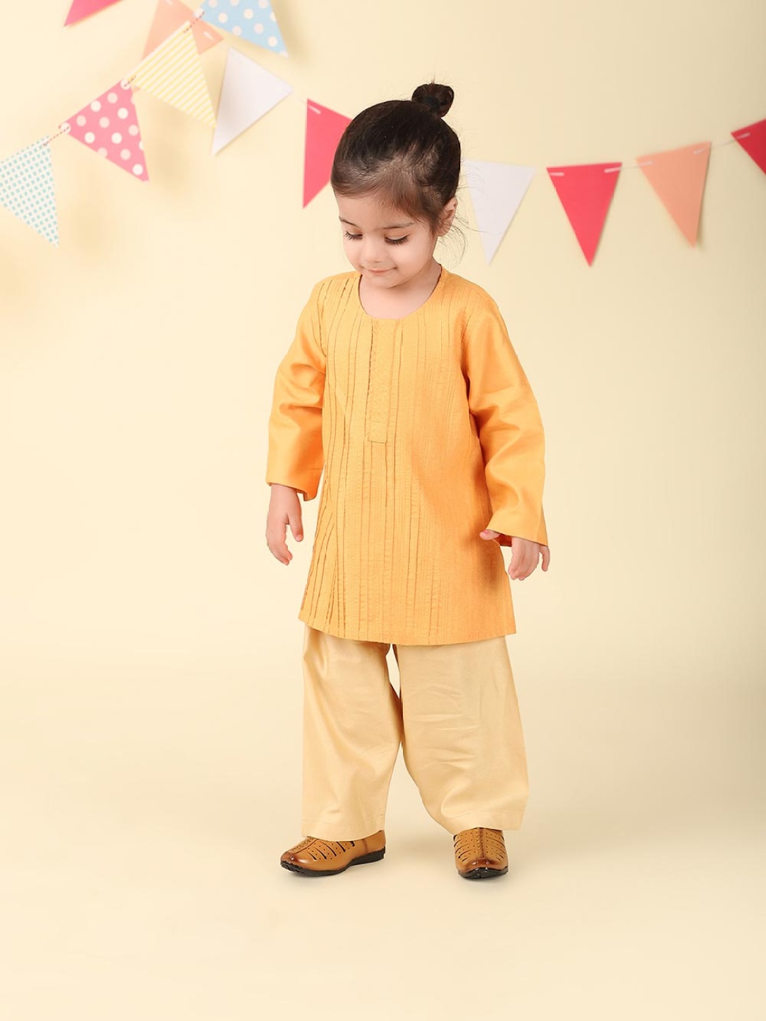 

Fabindia Boys Regular Kurta with Pyjamas, Yellow