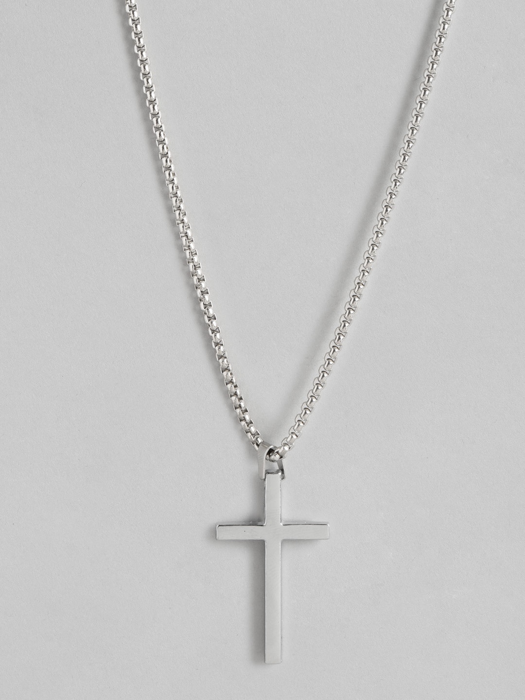 

PARIS HAMILTON Unisex Silver Toned Cross Pendant with Chain