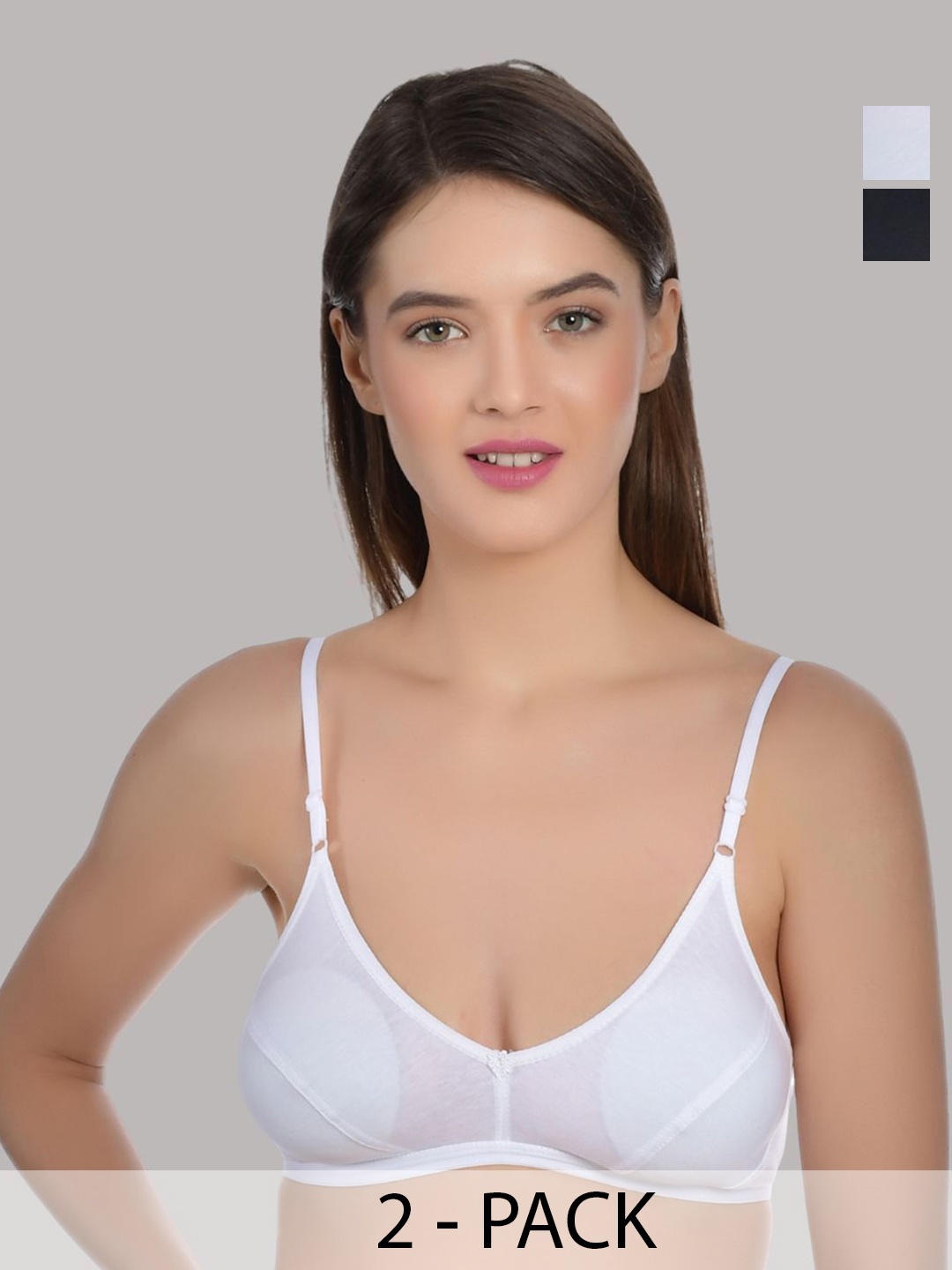 

Aimly Women Pack of 2 Medium Coverage Cotton Bra, Black