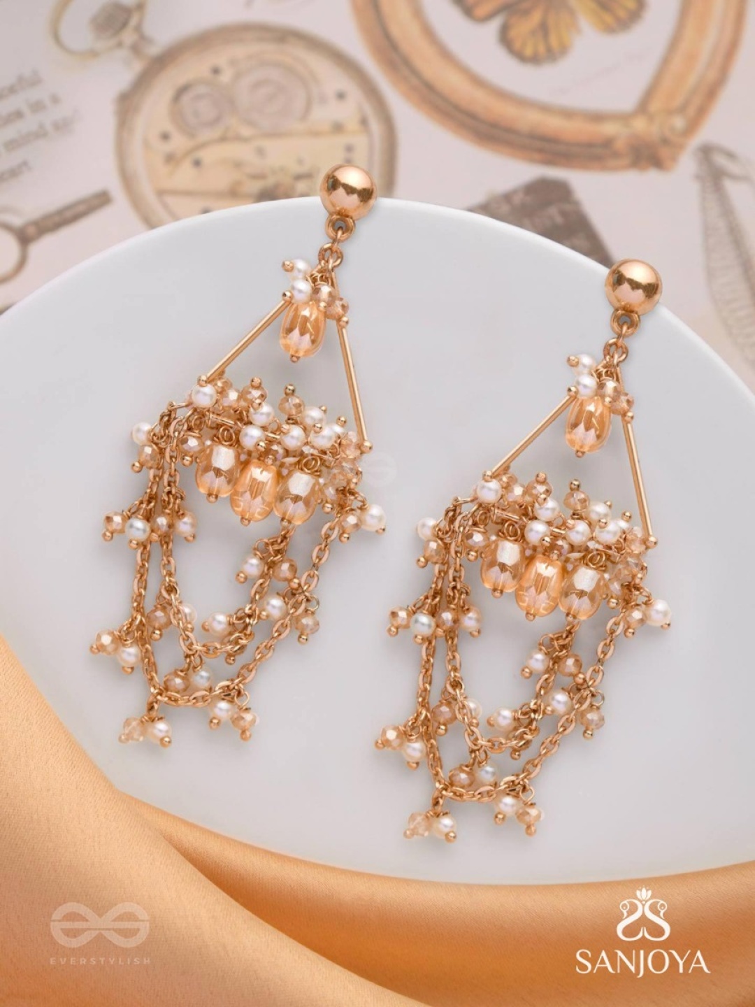 

EVERSTYLISH Sanjoya Golden Embellished Earrings, Multi