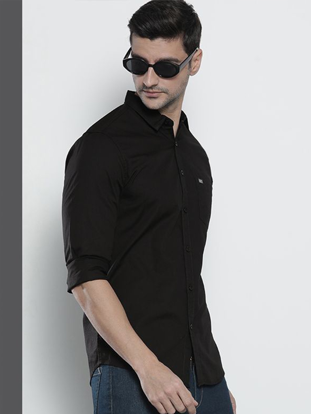 

WHY SO FAB Men Semi Sheer Casual Shirt, Black