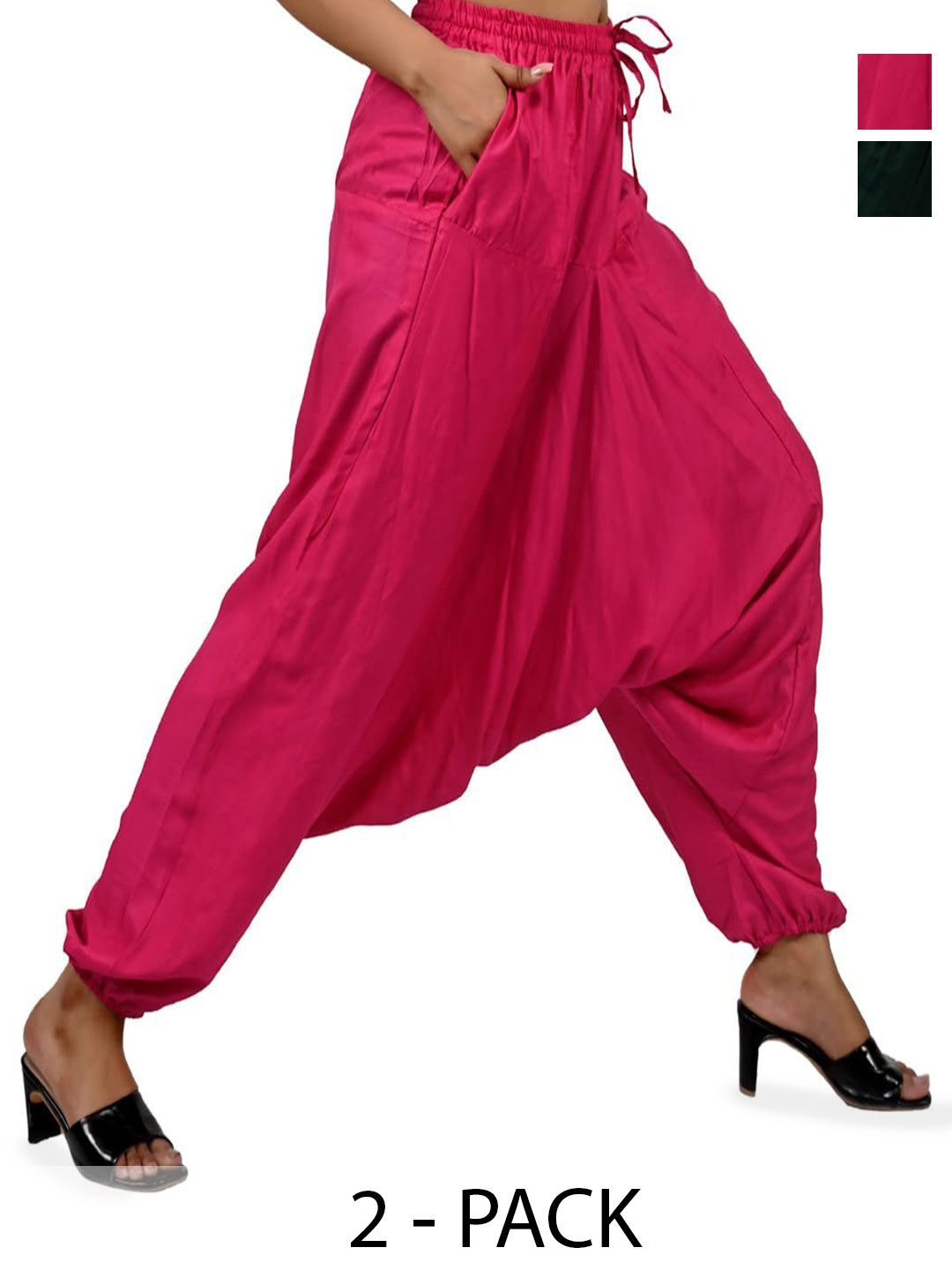 

NarNari Women's Pack of 2 Harem Pants, Pink