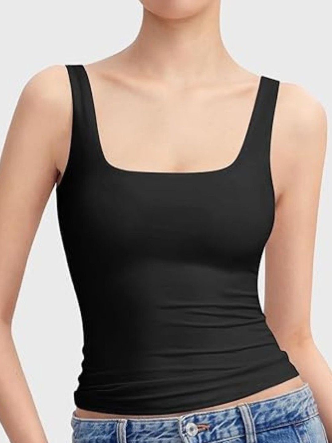 

Sizi Women Shoulder Straps Padded Tank Top, Black