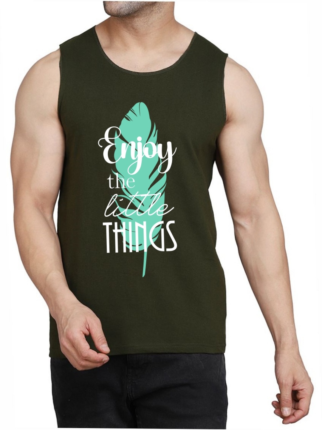 

WOOSTRO Pack Of 2 Printed Gym Vests NAVY, Olive