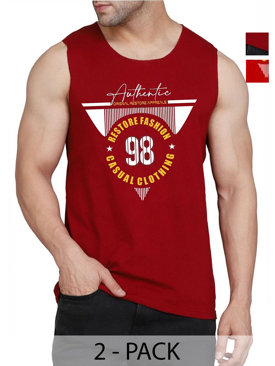 

WOOSTRO Men Typography Printed Round Neck Cotton Slim Fit T-shirt, Maroon