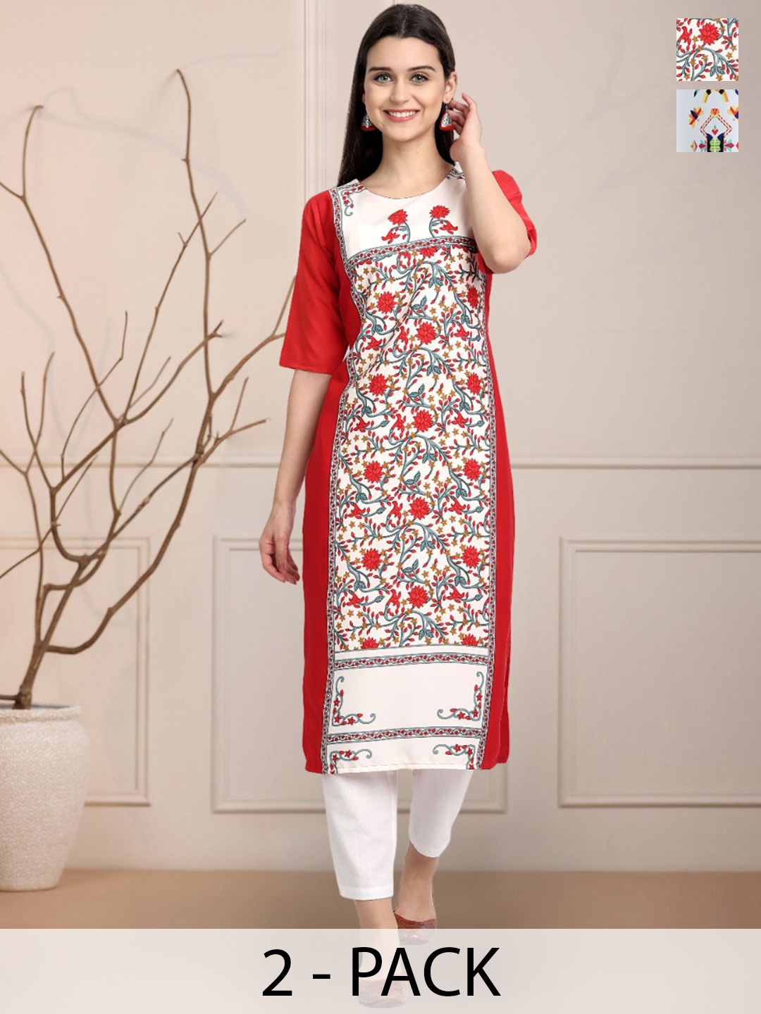 

Moda Rapido Women Ethnic Motifs Printed Floral Crepe Kurta, Multi