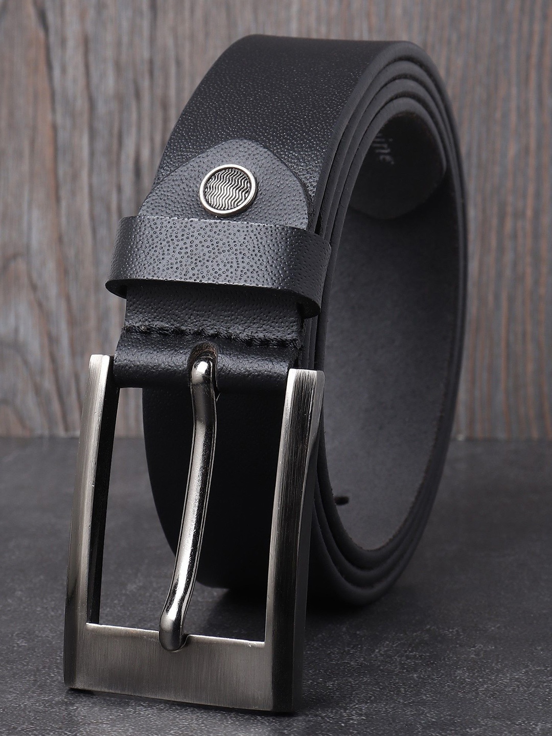 

Metronaut Men Textured Leather Reversible Formal Belt, Black