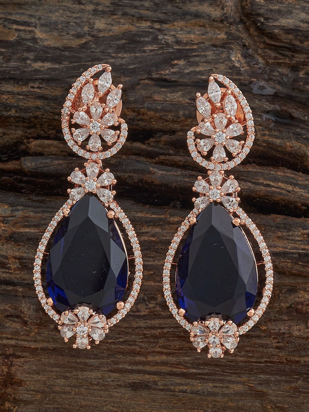 

Kushal's Fashion Jewellery Sapphire Contemporary Cubic Zircon Drop Earrings, Blue