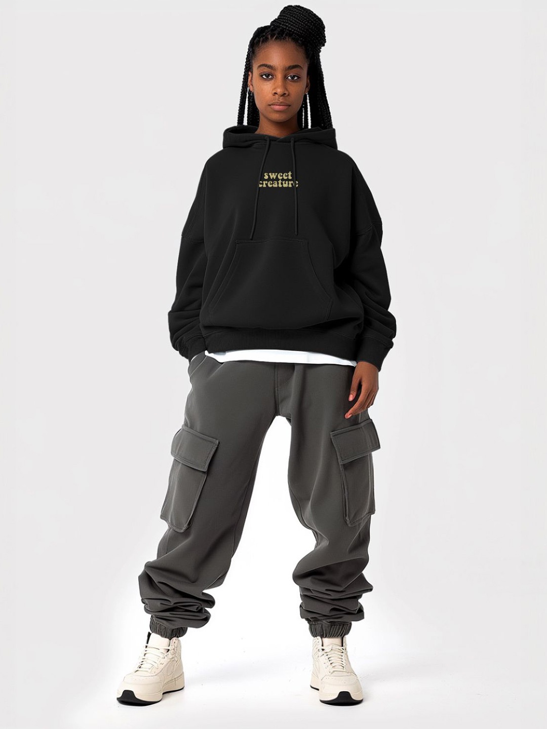 

TheBTclub Men Printed Hooded Sweatshirt, Black