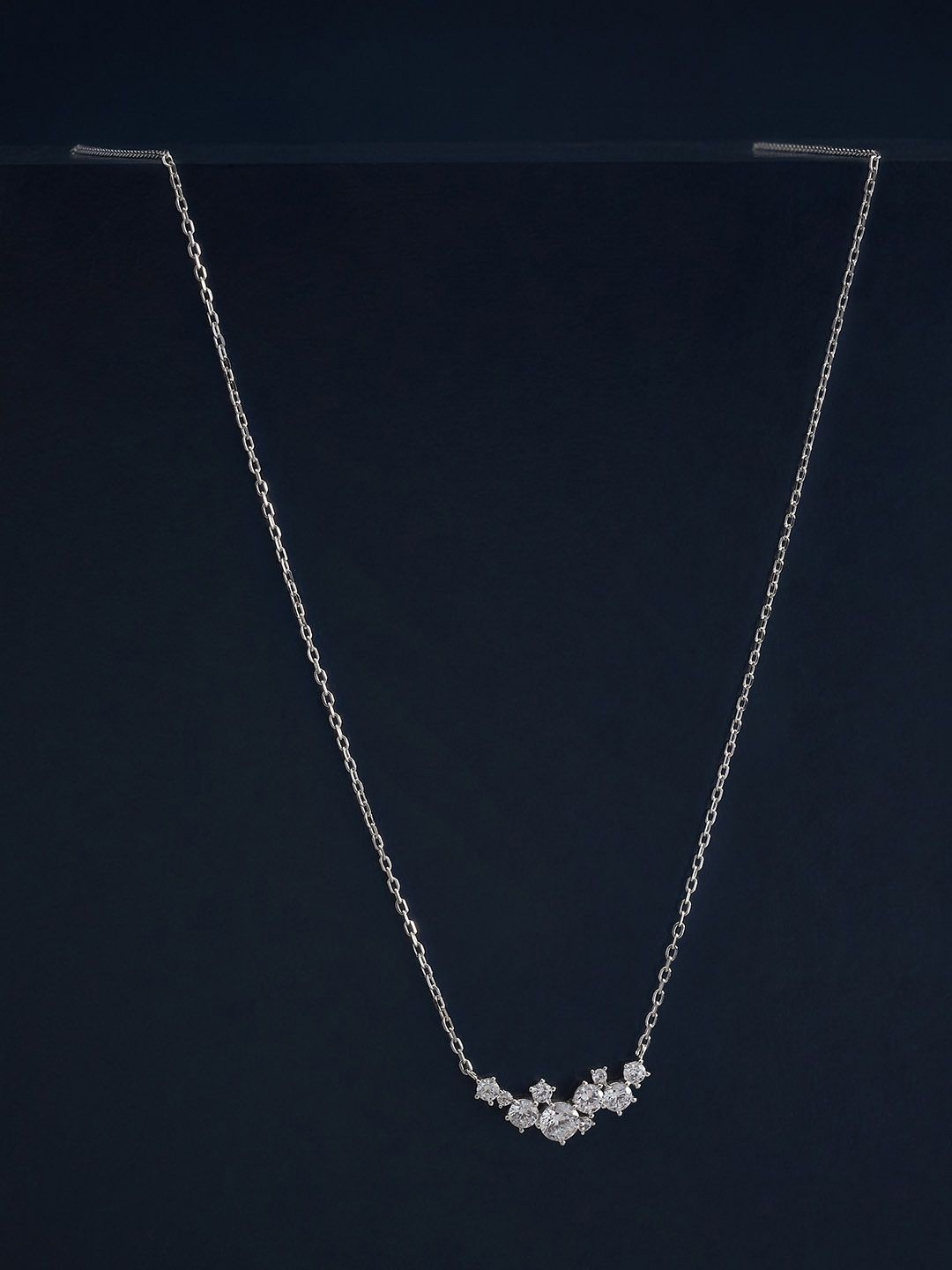

Kushal's Fashion Jewellery 92.5 Silver Rhodium Plated Cubic Zircon Studded Pendant Chain