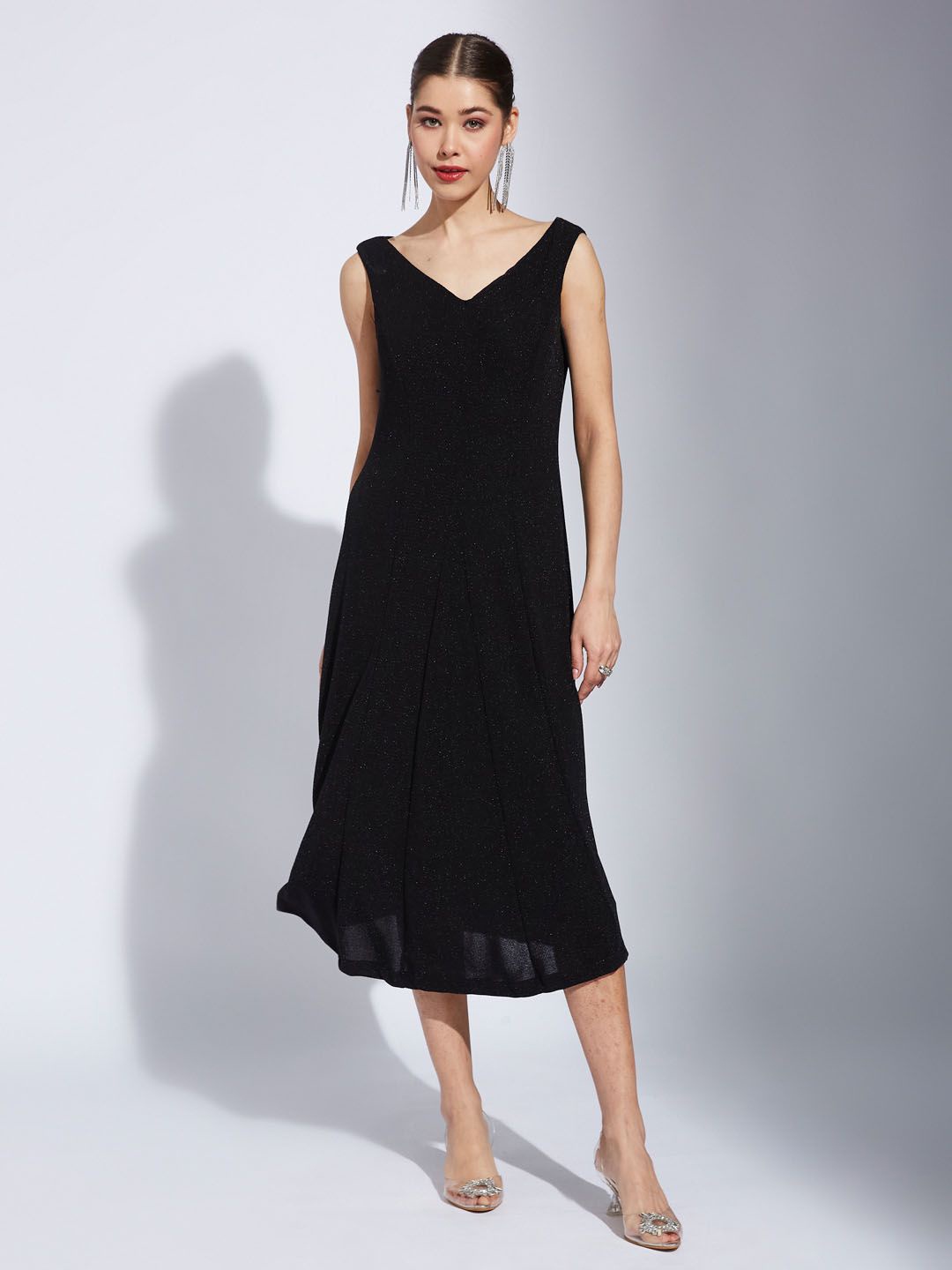 

Latin Quarters Women A-Line Midi Dress, Black