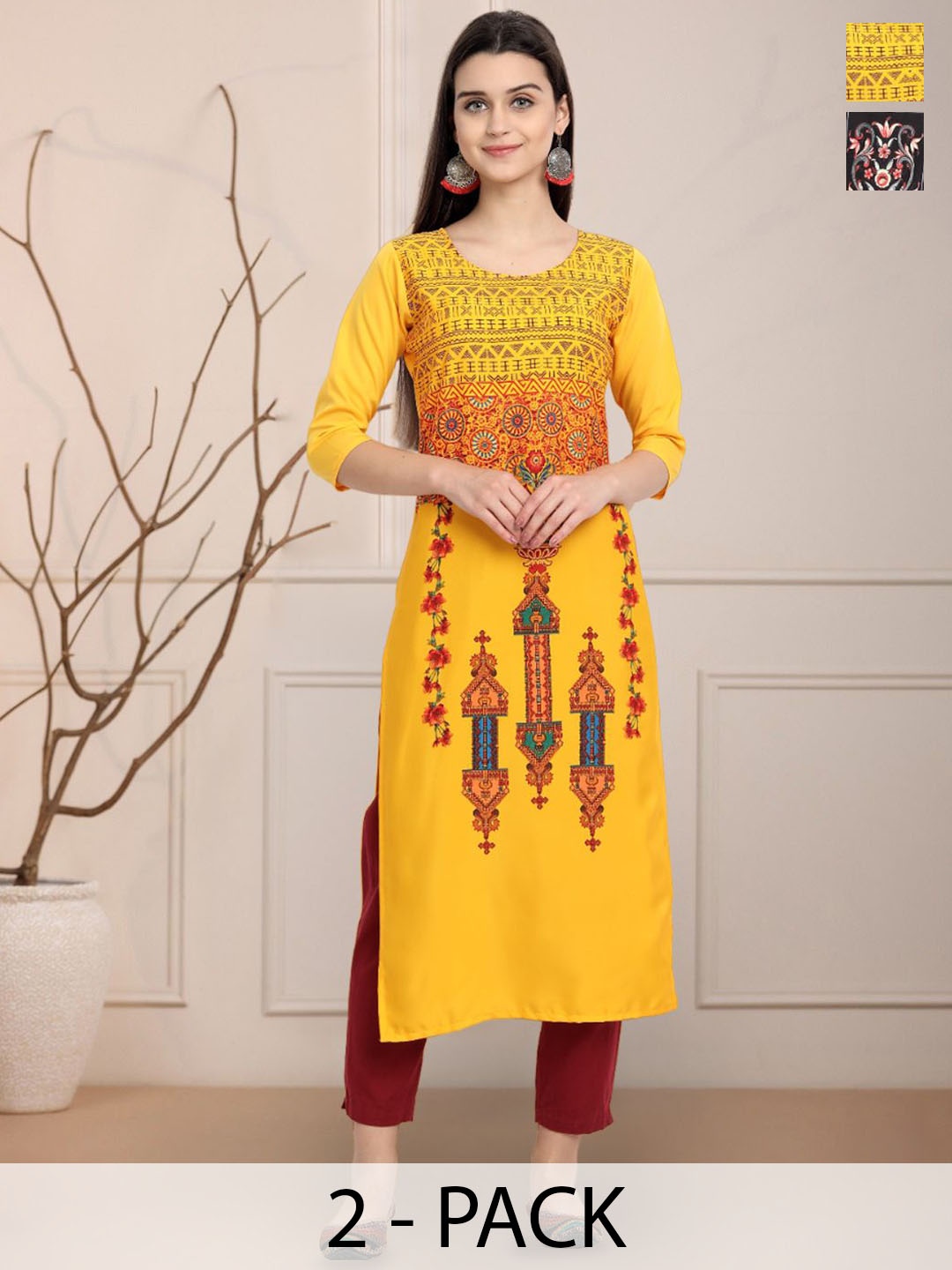 

Moda Rapido Women Ethnic Motifs Printed Floral Crepe Kurta, Multi
