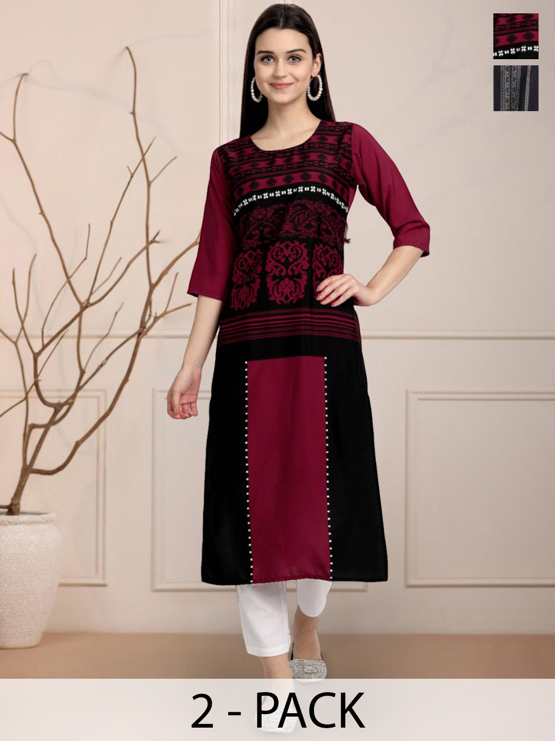 

Moda Rapido Women Ethnic Motifs Printed Floral Crepe Kurta, Multi
