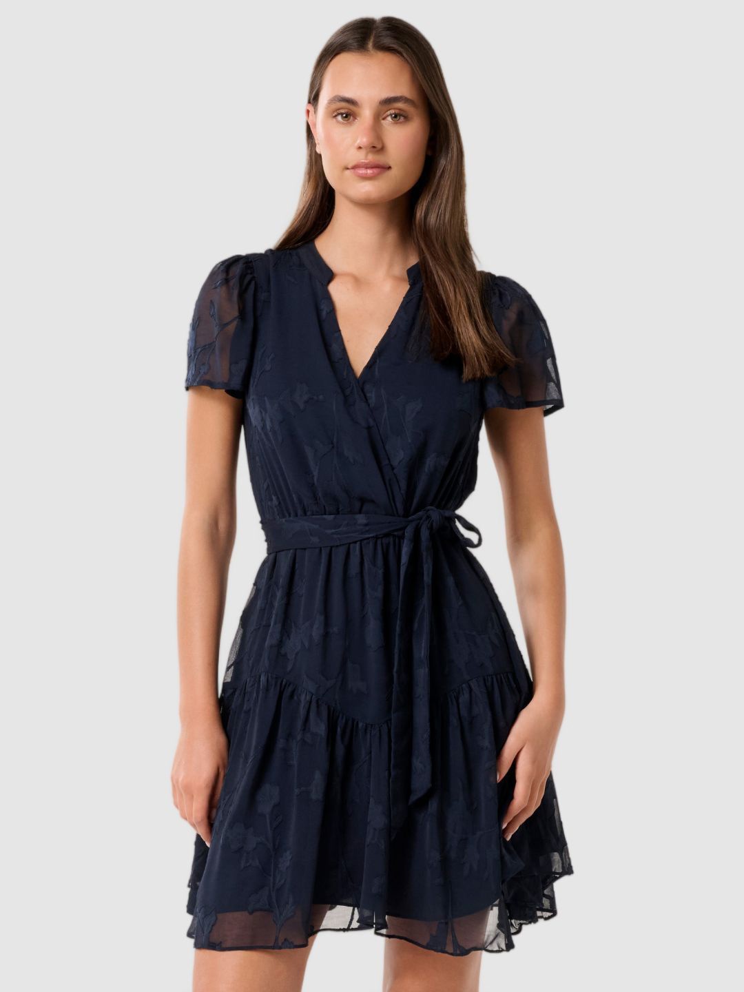 

Forever New Flutter Sleeve A-Line Mini Dress, Navy blue